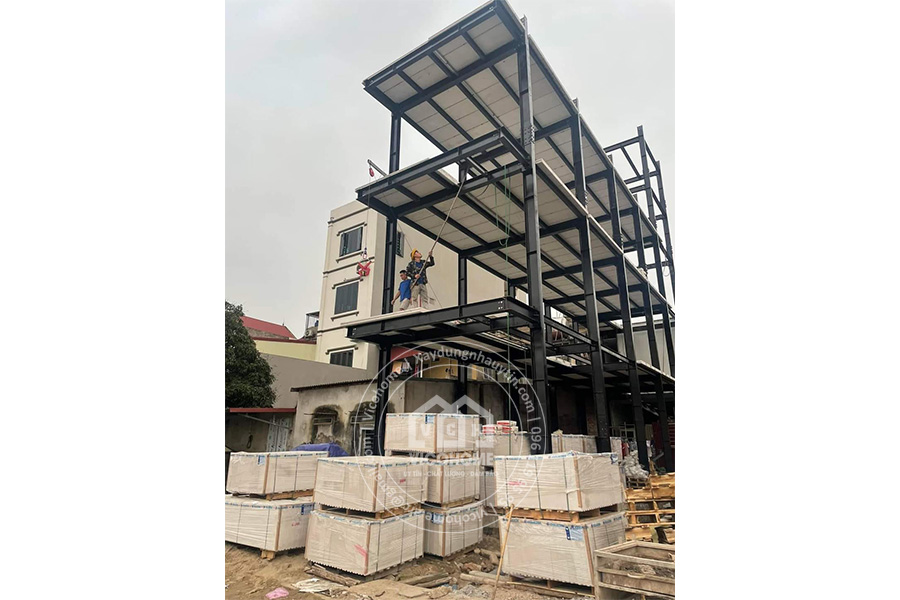 Nhà khung thép xây tường gạch - anh Quý - Chương Mỹ - TKP0059