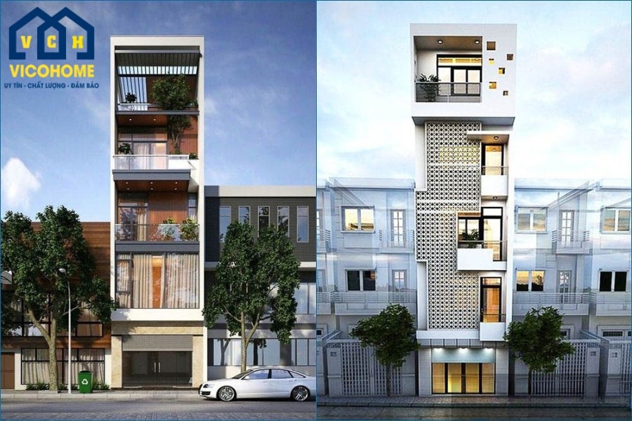 Thiết kế nhà 5 tầng có thang máy - Giải pháp bố trí công năng đầy đủ tiện nghi