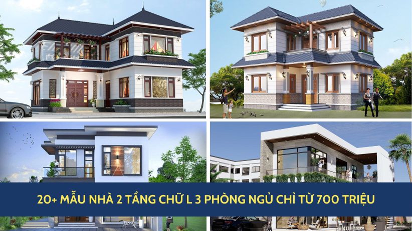 20+ mẫu nhà 2 tầng chữ L 3 phòng ngủ chỉ từ 700 triệu