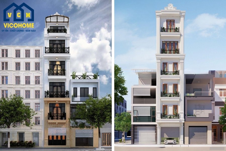 20+ Mẫu thiết kế nhà phố tân cổ điển 6 tầng sang trọng và tiện nghi nhất 2025